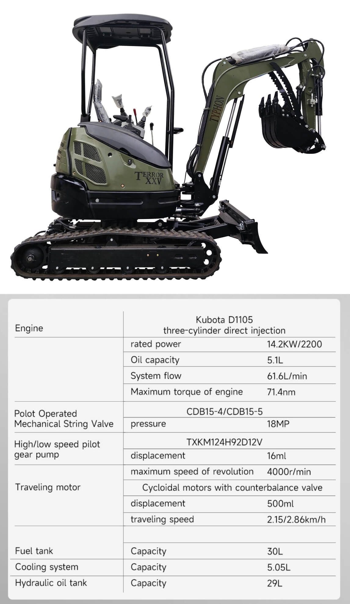 TYPHON TERROR XXV Prestige 2.5 Ton Mini Excavator