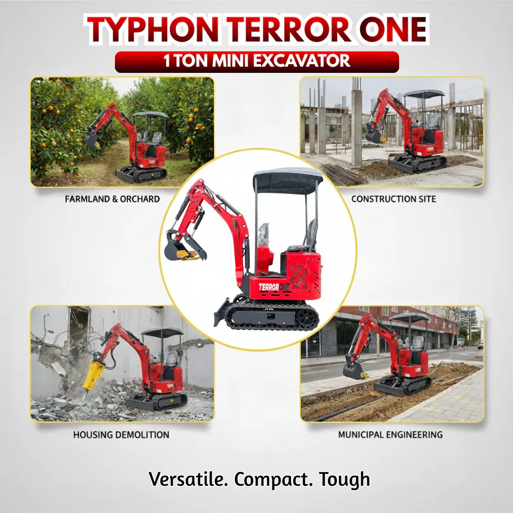 TYPHON TERROR ONE STORM 1 Ton Mini Excavator Trench Digger with hydraulic oil cooler Canopy & Wide Bucket - Image 9