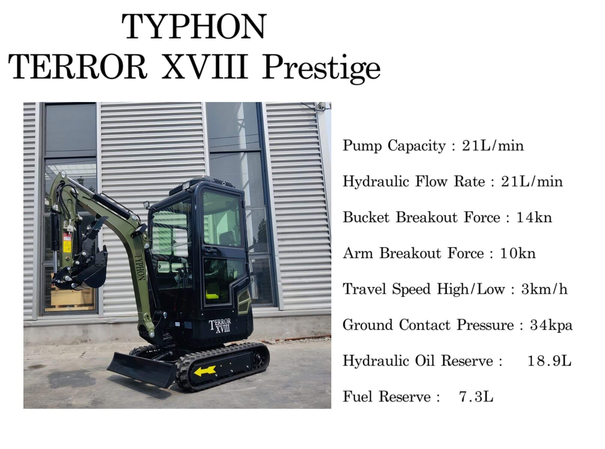 TERROR XVIII Prestige 2 Ton Mini Excavator