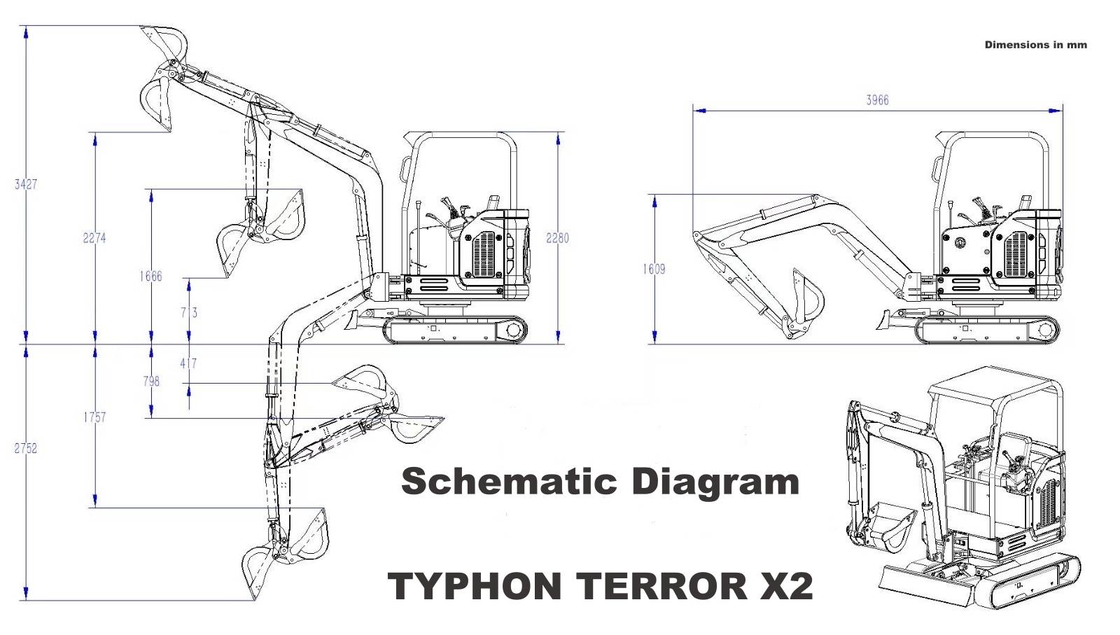 TYPHON TERROR X2 Mini Excavator 2.7 Ton EPA Diesel Perkins Engine USA - Image 5