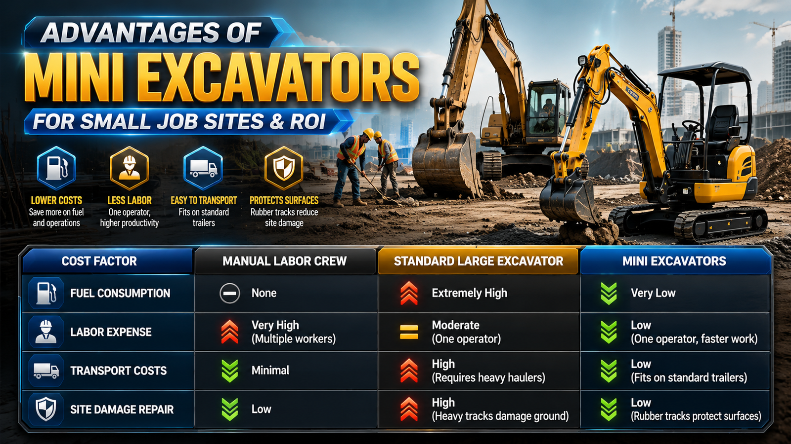 Advantages of Mini Excavators ROI Table